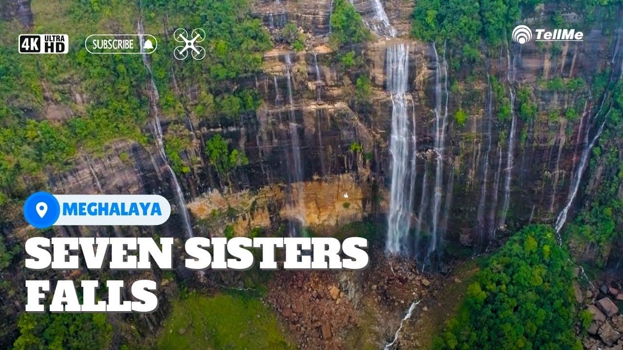 Seven Sisters Waterfalls in Northeast India | Meghalaya I Aerial View