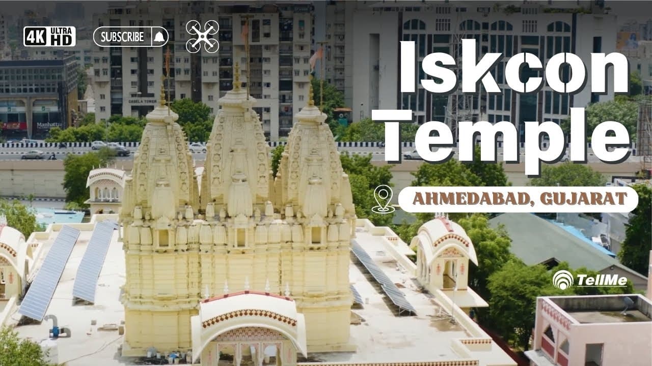 Aerial Tour: Iskcon Temple & Swaminarayan Museum | Breathtaking Views in 4K UHD.