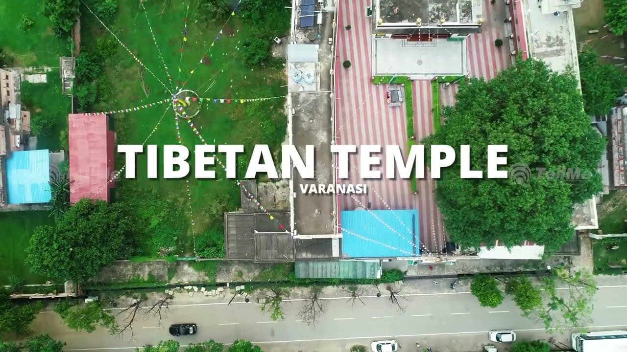 Aerial View of Stunning Tibetan Temple in Sarnath | 4K UHD Drone Footage.