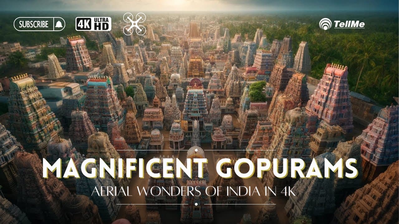 Stunning Temple Gopurams of India Aerial 4K Tour Architectural Marvels